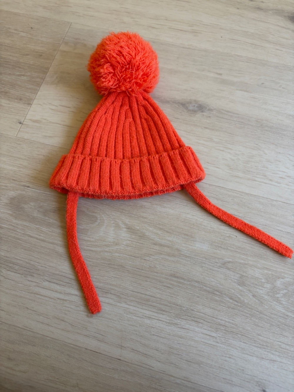 Zara Orange Knit Pom-Pom Beanie